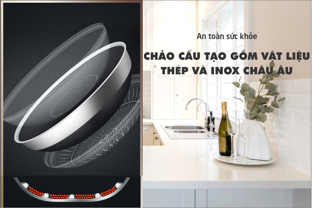 Chảo từ chống dính vân tổ ong 3D siêu bền