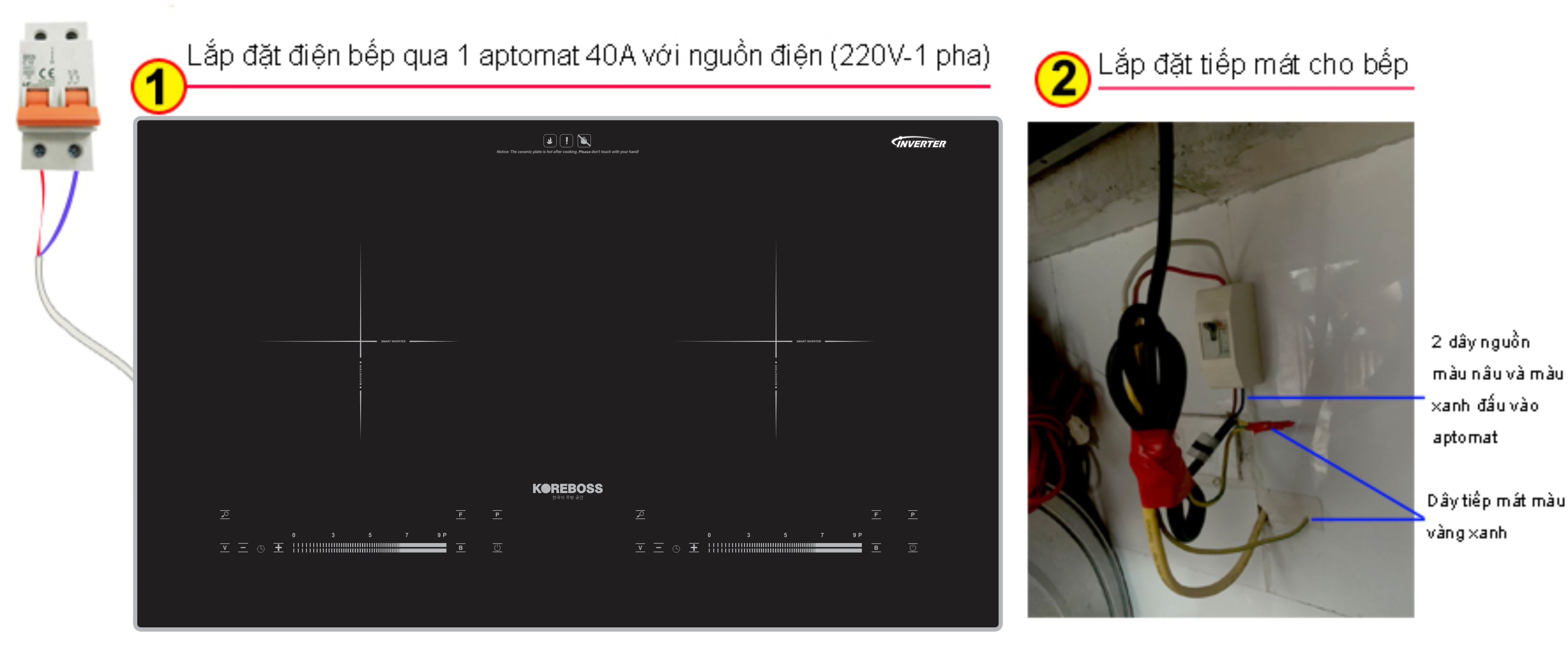 Hướng dẫn lắp đặt điện cho bếp từ đôi