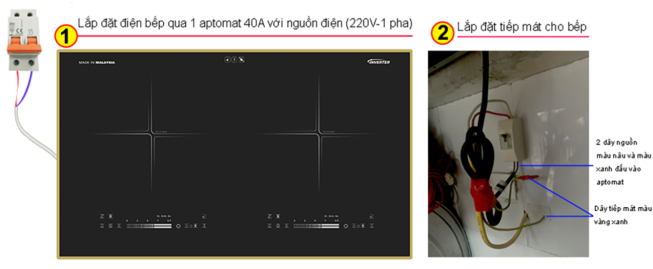 Hướng dẫn lắp đặt điện cho bếp từ đôi