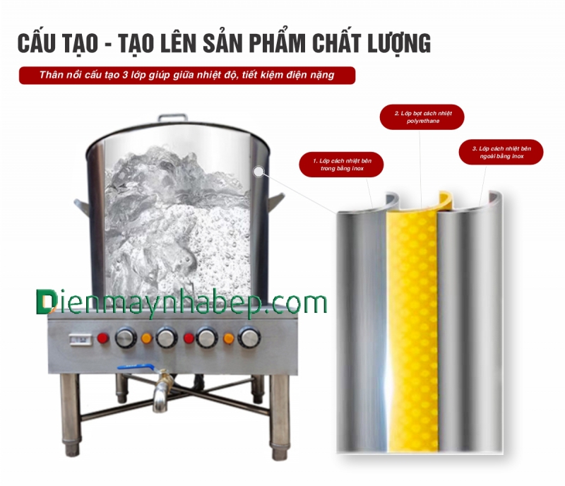 Nồi nấu phở điện 200L