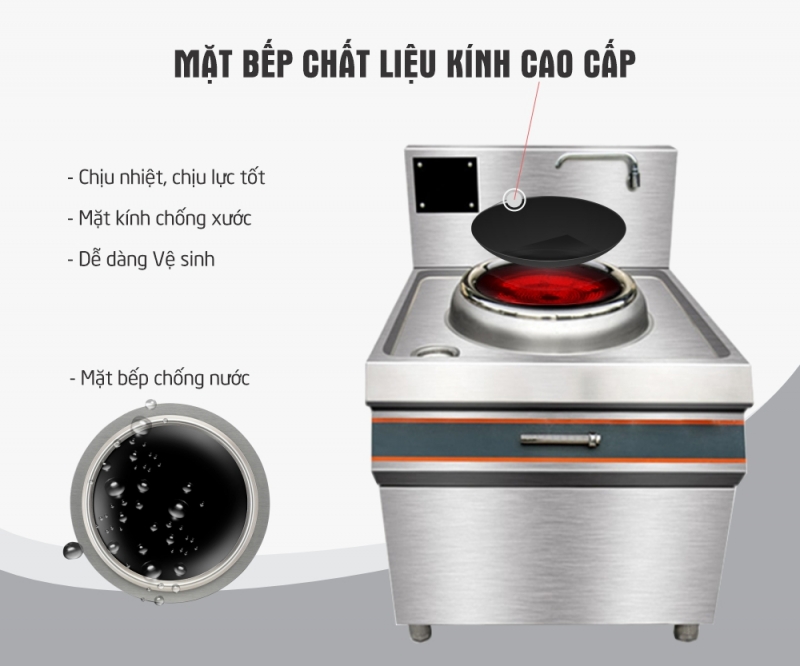 Bếp Từ Công Nghiệp 15Kw Mặt Lõm