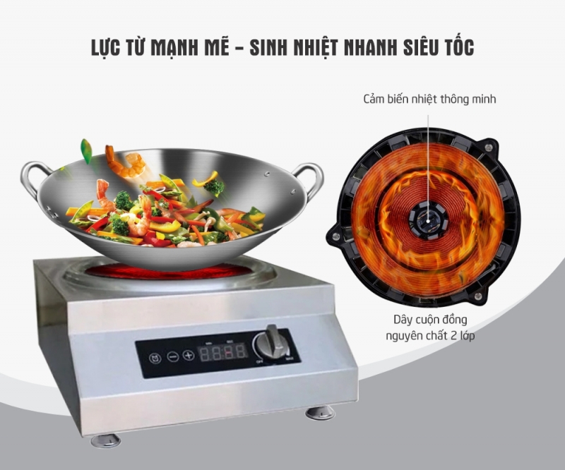 Bếp Từ Công Nghiệp 3,5Kw Mặt Lõm