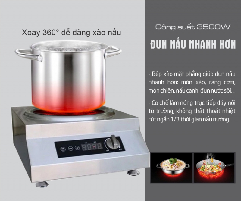 Bếp Từ Công Nghiệp 3,5Kw Mặt Lõm