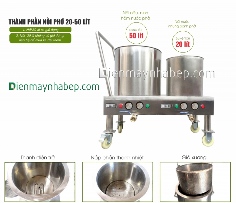 Bộ nồi phở điện 20L - 50L