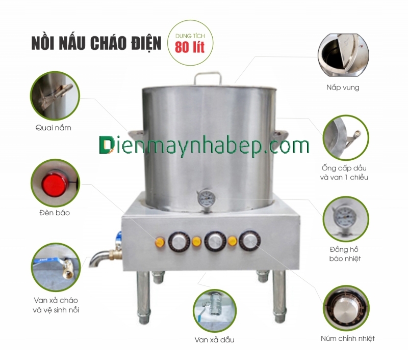 Nồi nấu cháo điện 80L