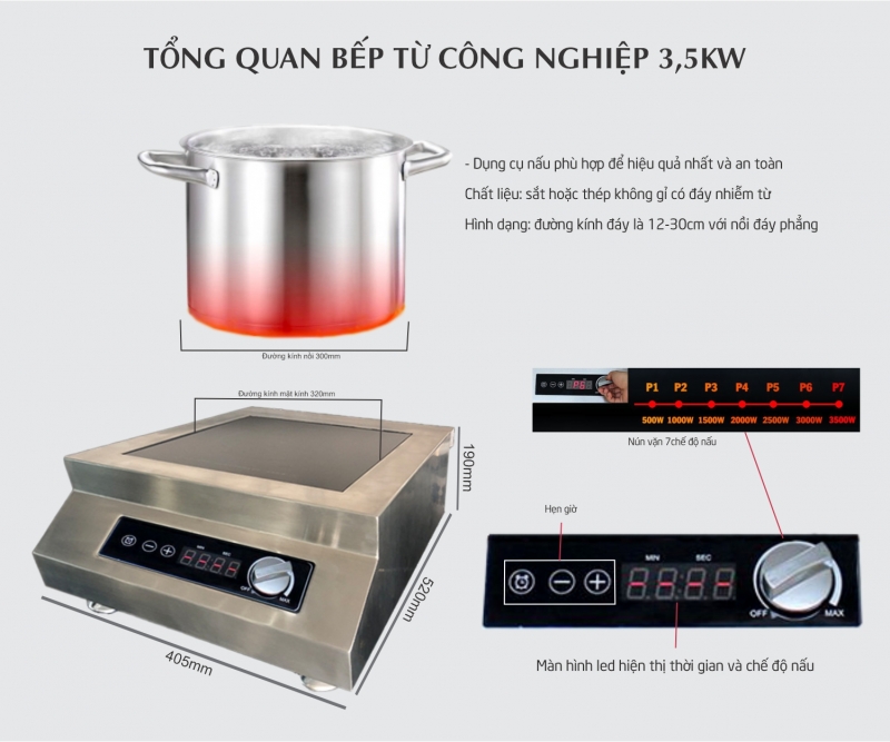 Bếp Từ Công Nghiệp 3,5Kw Mặt Phẳng