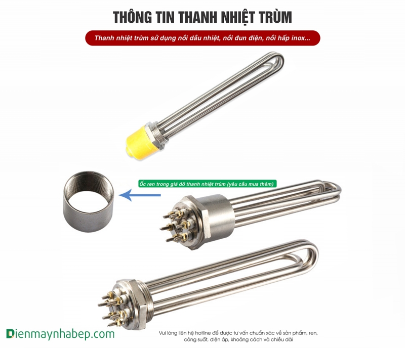 Thanh Điện Trở Trùm 9Kw Nồi Hơi Điện