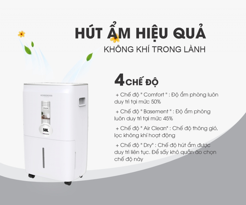 Máy hút ẩm 50 lít Koreboss KR-R50L