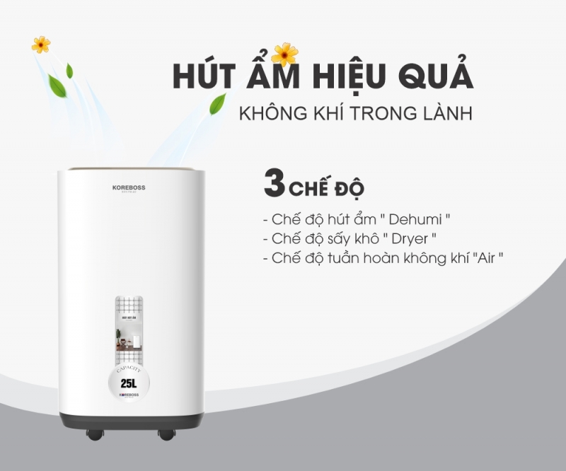 Máy hút ẩm 25 lít Koreboss KR-R25L