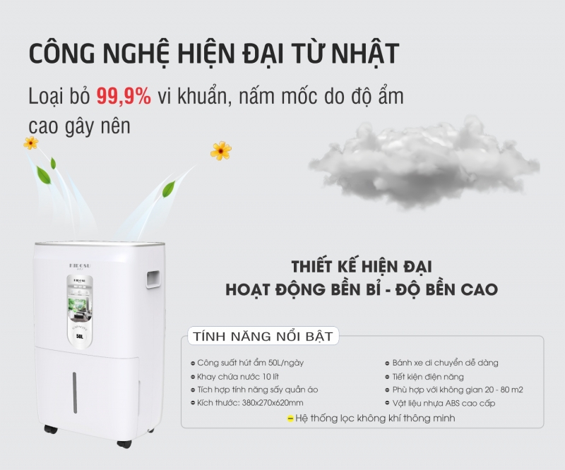 Máy hút ẩm 50 lít Kidosu KD-D50L